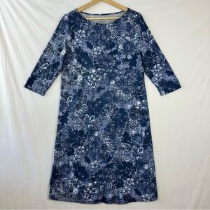 J Jill Pure Jill S Tall Blue White Floral Faux Wrap Style 3/4 Sleeves Pullover